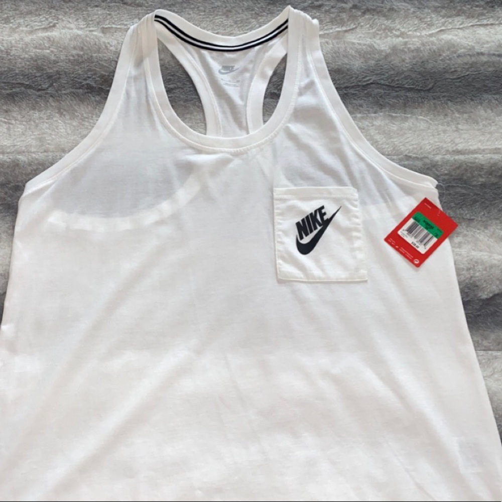 Nike white tank top with front pocket XL brandnew - Picture 3 of 7